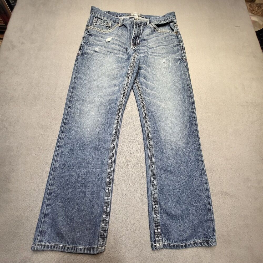 Axe & Crown Jeans Men’s 34x28 Blue Slim Fit Straight Leg Distressed Denim